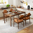 Set of 2 Wooden Dining Chair PU Leather Upholstered Armchairs-Brown by LJGDeals