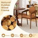 Set of 2 Wooden Dining Chair PU Leather Upholstered Armchairs-Brown by LJGDeals