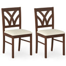 Set of 2 Wooden Dining Chairs Upholstered with Hollowed Backrest and Soft Padded Seat