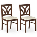 Set of 2 Wooden Dining Chairs Upholstered with Hollowed Backrest and Soft Padded Seat by LJGDeals