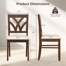 Set of 2 Wooden Dining Chairs Upholstered with Hollowed Backrest and Soft Padded Seat