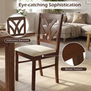 Set of 2 Wooden Dining Chairs Upholstered with Hollowed Backrest and Soft Padded Seat by LJGDeals