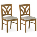 Set of 2 Wooden Dining Chairs Upholstered with Hollowed Backrest and Soft Padded Seat by LJGDeals