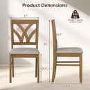 Set of 2 Wooden Dining Chairs Upholstered with Hollowed Backrest and Soft Padded Seat