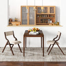 Set of 2 Wooden Folding Dining Chair with Linen Fabric Padded Seat and Backrest