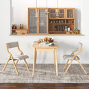 Set of 2 Wooden Folding Dining Chair with Linen Fabric Padded Seat and Backrest