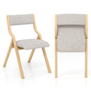 Set of 2 Wooden Folding Dining Chair with Linen Fabric Padded Seat and Backrest by LJGDeals