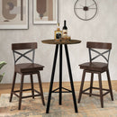Set of 2 Wooden Swivel Bar Stools with Open X Back and Footrest by DirectDeals