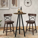 Set of 2 Wooden Swivel Bar Stools with Open X Back and Footrest by LJGDeals