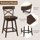 Set of 2 Wooden Swivel Bar Stools with Open X Back and Footrest by LJGDeals