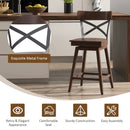 Set of 2 Wooden Swivel Bar Stools with Open X Back and Footrest by LJGDeals