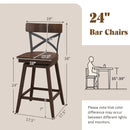 Set of 2 Wooden Swivel Bar Stools with Open X Back and Footrest by DirectDeals