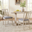 Set of 2 Wooden Upholstered Dining Chairs with High Curved Back by LJGDeals
