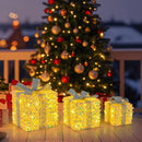 Set of 3 Christmas Lighted Gift Boxes with Pre-lit 90 LED Light and Bows by LJGDeals