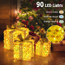 Set of 3 Christmas Lighted Gift Boxes with Pre-lit 90 LED Light and Bows by LJGDeals