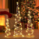 Set of 3 Lighted Rattan Cone Trees with LED Lights and Metal Frame by LJGDeals