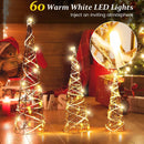 Set of 3 Lighted Rattan Cone Trees with LED Lights and Metal Frame by LJGDeals
