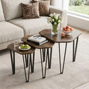 Nesting Coffee Tables Set of 3 with Metal Frame - Rustic Brown by LJGDeals