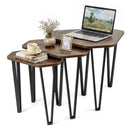 Nesting Coffee Tables Set of 3 with Metal Frame - Rustic Brown by LJGDeals