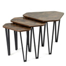 Nesting Coffee Tables Set of 3 with Metal Frame - Rustic Brown by LJGDeals