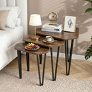 Nesting Coffee Tables Set of 3 with Metal Frame - Rustic Brown by LJGDeals