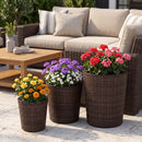 Plastic Rattan Planters Set of 3 with Drainage and Saucers by LJGDeals