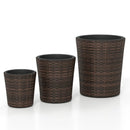 Plastic Rattan Planters Set of 3 with Drainage and Saucers by LJGDeals