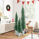 Set of 3 Potted Artificial Christmas Tree with Silver Metal Buckets by LJGDeals