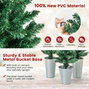Set of 3 Potted Artificial Christmas Tree with Silver Metal Buckets by LJGDeals