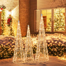 Set of 3 Pre-lit Christmas Cone Trees with Star Strings by DirectDeals