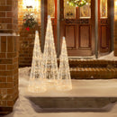 Set of 3 Pre-lit Christmas Cone Trees with Star Strings by LJGDeals