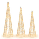 Set of 3 Pre-lit Christmas Cone Trees with Star Strings by LJGDeals