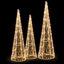 Set of 3 Pre-lit Christmas Cone Trees with Star Strings by LJGDeals