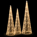 Set of 3 Pre-lit Christmas Cone Trees with Star Strings by DirectDeals