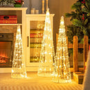 Set of 3 Pre-lit Christmas Cone Trees with Star Strings by LJGDeals