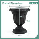 18-Inch Tall Urn Planters with Pedestal Base, Set of 4