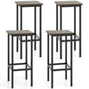 Set of 4 Bar Stool Set 26 Inch Bar Chair with Metal Legs and Footrest-Rustic Brown by DirectDeals