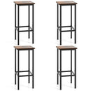 Set of 4 Bar Stool Set 26 Inch Bar Chair with Metal Legs and Footrest-Rustic Brown
