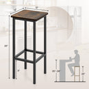 Set of 4 Bar Stool Set 26 Inch Bar Chair with Metal Legs and Footrest-Rustic Brown