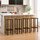 Set of 4 Bar Stool Set with Metal Legs and Footrest-Coffee by LJGDeals