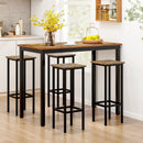 Set of 4 Bar Stool Set with Metal Legs and Footrest-Coffee by LJGDeals