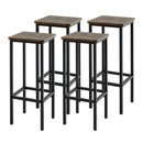 Set of 4 Bar Stool Set with Metal Legs and Footrest-Coffee by LJGDeals