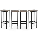 Set of 4 Bar Stool Set with Metal Legs and Footrest-Coffee