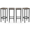 Set of 4 Bar Stool Set with Metal Legs and Footrest-Coffee by LJGDeals