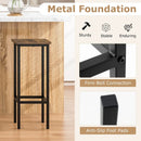 Set of 4 Bar Stool Set with Metal Legs and Footrest-Coffee by LJGDeals