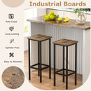 Set of 4 Bar Stool Set with Metal Legs and Footrest-Coffee by LJGDeals