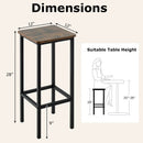 Set of 4 Bar Stool Set with Metal Legs and Footrest-Coffee by LJGDeals