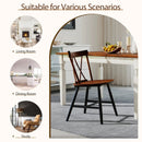 Set of 4 Dining Chairs with Rubber Wood Frame and Curved Cross Back-Dark Brown by LJGDeals