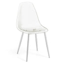 Set of 4 Dining Chairs Modern Plastic Shell Side Chair with Clear Seat and Wood Legs-Silver by LJGDeals