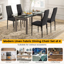 Set of 4 Fabric Dining Chairs Set with Upholstered Cushion and High Back